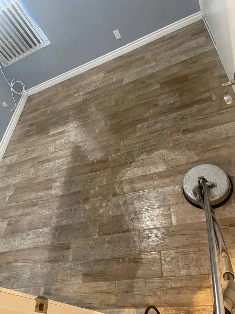 Luxury vinyl plank floor cleaning